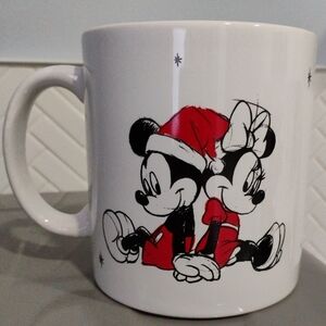 Vintage Disney Mickey and Minnie Festive Red and White Mug